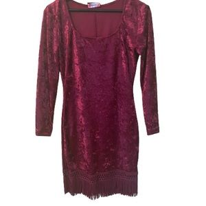Vintage 90’s velvet dress with fringe bottom